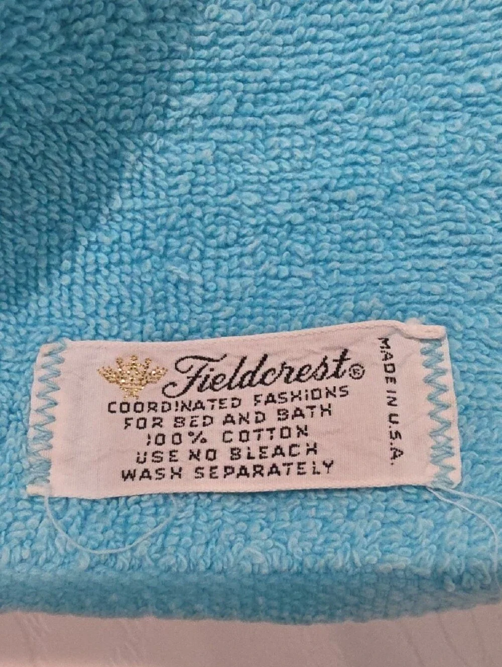 Two Vintage Fieldcrest Blue Floral  Towel with Green Leaves